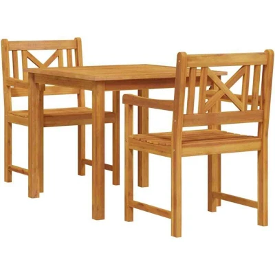Image of vidaXL 3 Piece Garden Dining Set Solid Wood Acacia