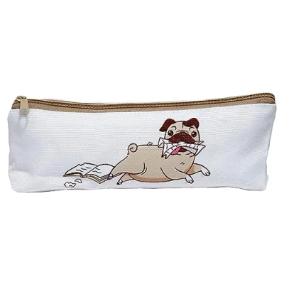 Image of Puckator Mopps Pug Pencil Case School Equipment Stuff Cases Large Capacity Preppy Zipper Pouch Office Essentials Pencils Cute Pencilcase Pen