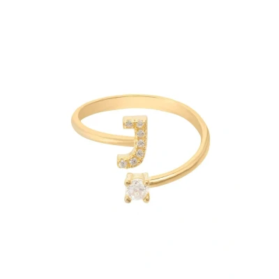 Image of Latelita Womens Initial Ring Gold J Yellow Sterling Silver One Size