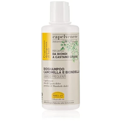 Image of Helan Capelvenere Chamomile &amp; Common Centaury Shampoo for Blonde, Light Brown Hair with Sweet Almond Proteins, Blonde Vegan Care, Brightening Action Made in Italy Shampoos, 200 ml