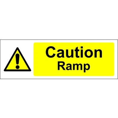 Image of Caution ramp safety sign Self adhesive sticker 450mm x 150mm