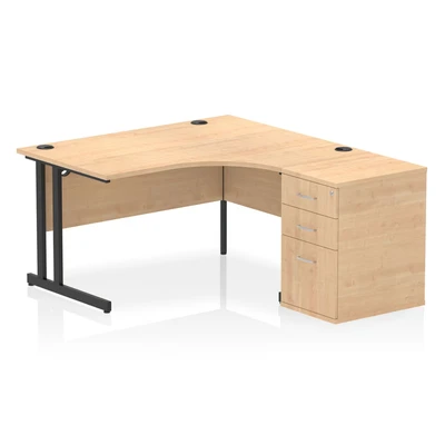 Image of Impulse 1400 RH Crescent Desk Cantilever Maple/Black 600 High Ped