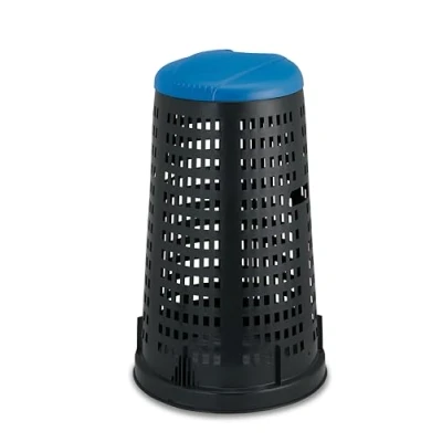Image of Stefanplast Trestle Bin, Capri Blue/Black, 100 Litre
