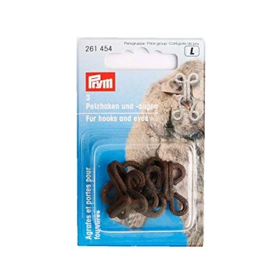 Image of Prym PRYM_261454 1 Fur Hooks and Eyes Brown Covered