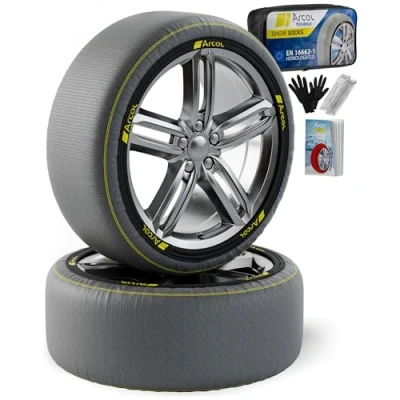Image of ARCOL EN 16662 1 Italian Approved Snow Socks // Technica Fabric Chains, Easy to Install, for Quiet Driving and Longer Durability Internal Dimensions (Technica, XXL)