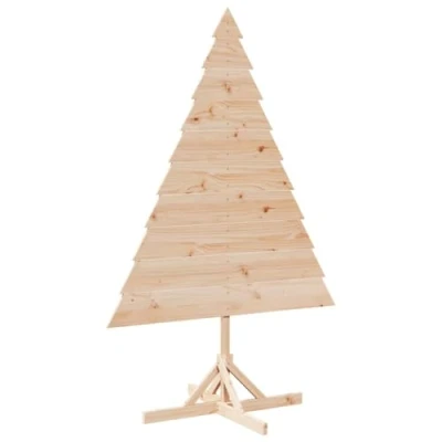Image of vidaXL Wooden Christmas Tree Ornament Solid Wood, Rustic Decor 115 x 180 cm, Customizable Holiday Decoration for Home, Office, Events
