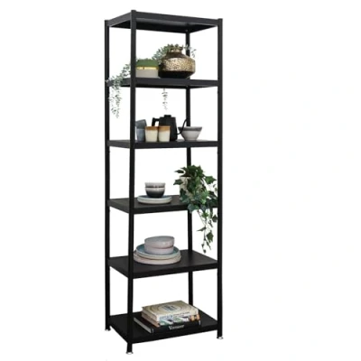 Image of shelfr Industrial Design Black Metal Shelving Unit 61x41x210 Heavy Duty 6 Tier Shelf Free Standing Storage Shelves Office Kitchen Rack Bookshelf Outdoor Cabinet