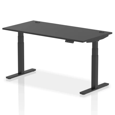 Image of Air 1600x800mm Height Adjustable Desk Black Top Cable Ports Leg