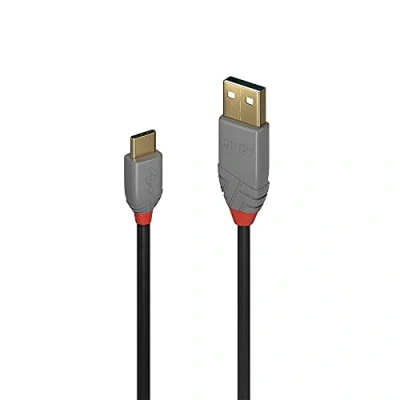 Image of LINDY 36887 2 m USB 2.0 Type C to A Cable, Anthra Line Black