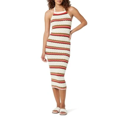 Image of The Drop Women&#039;s Jayla Sleeveless Crochet Midi Dress, Birch Stripe, S