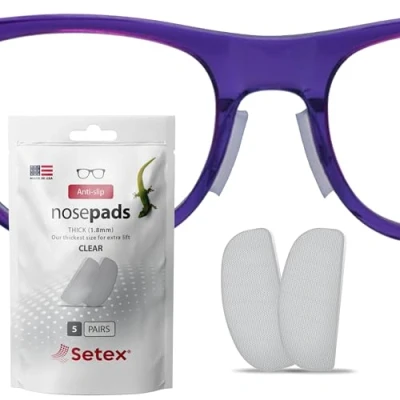 Image of Setex Gecko Grip 1.8mm Anti Slip Nose Pads for Eyeglasses, (5 Clear Pair) USA Made, Micro Structured Fibers