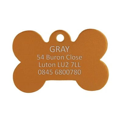 Image of Bow Wow Meow BWM Aluminium Personalized Pet ID Tags Dog Tag for Pets Laser Engraved &amp; Personalised Dogs Cats Durable, Strong Deeply Orange Bone, Small