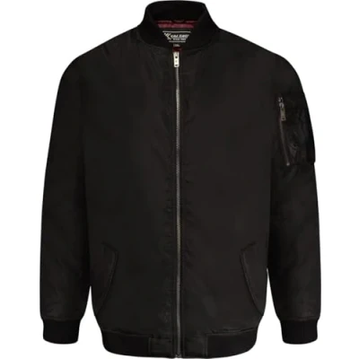 Image of KAM Bomber Jacket Long Sleeve Zip Up High Collar Pockets Mens Plus Size KV126 (UK, Alpha, 7XL, Plus, Regular, Black)