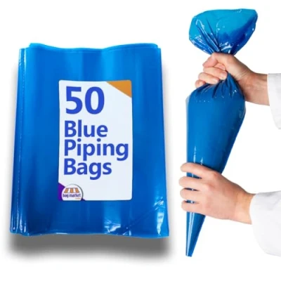 Image of Bag Market Strong Blue Piping Bags 21&quot; Large Mash/Savoy/Cupcake/Disposable/Icing (50)