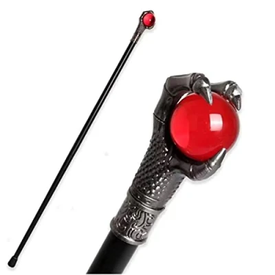 Image of BIGIX Dragon Claw Walking Stick Men Vintage Sticks for Cosplay Canes Elderly Gift, 93cm/36.61inch,Red