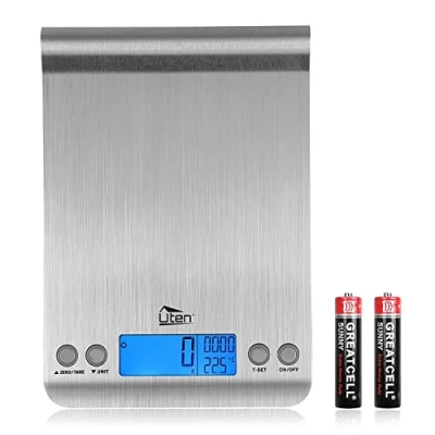 Image of Kitchen Scale, Uten Digital Scales Ultra Slim Multifunction Stainless Steel Food Scale 11lb/5kg with Back Lit LCD Display