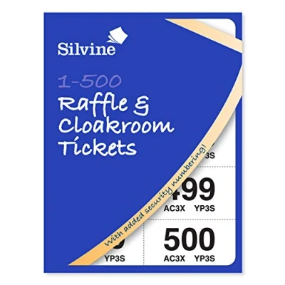 Image of Silvine Cloakroom/ Raffle Tickets, Numbered 1 500 with Security Numbering. Ref CRT5555, Single
