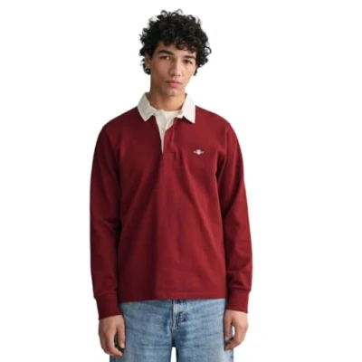 Image of GANT Men&#039;s Reg Shield Heavy Rugger T Shirt , Plumped Red,XXL