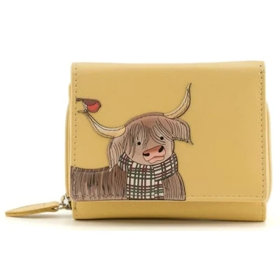 Image of Mala Leather Callum The Coo Medium Tri Fold Purse (Yellow) 3665 23