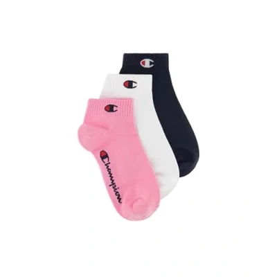 Image of Champion Unisex 3ER Packquarter Basic LOGO Socks, Size: 2.5 5, Pink weiß blau