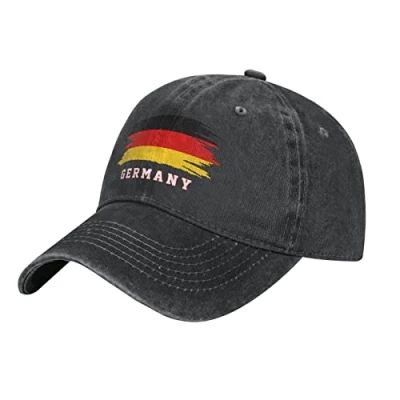 Image of BAAROO Cool Germany Flag German Baseball Cap Patriotic Men Black Vintage Cotton Washed Denim Adult Unisex Hats
