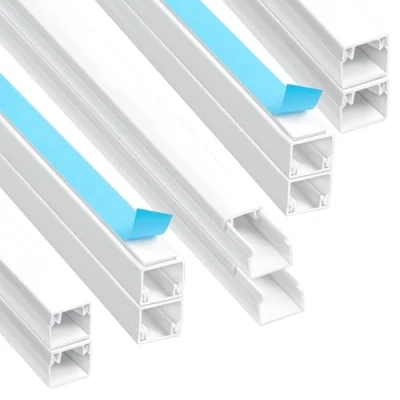 Image of AiQInu Cable Duct White Self Adhesive (0.4 m x 12 mm mm), Pack of 10 with Foam Tape Ready, Mounting on the Wall for Management, Duct, Guide