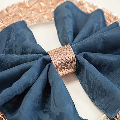 Image of Christmas Metal Napkin Rings 7 Designs Xmas Dinner Wedding Pack of 6 (Antique Copper Lux Design)