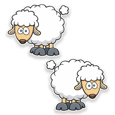 Image of DestinationVinyl 2 x 10cm/100mm Sheep Vinyl SELF Adhesive Sticker Laptop Helmet Bike Car Kids Farm Lamb Funny #9277