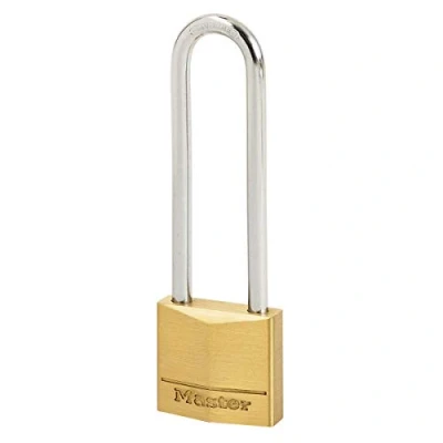 Image of Master Lock 150EURDLJ Key Padlock with Brass Body and Long Shackle, Gold, 10,7 x 5 1,4 cm