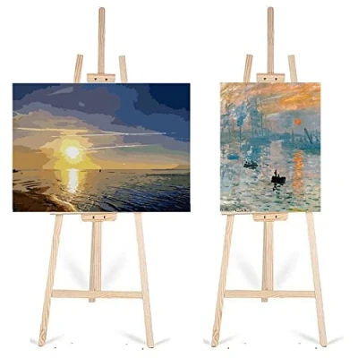 Image of Lightweight Large Painters Easel 160cm/63inch Studio Art Easel, Craft Artist Cafe Wedding Paintings Stand A Frame Table, Sketch Canvas Drawing Photo Picture Scenery Foldable Portable
