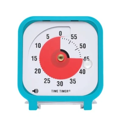 Image of Time Timer Pocket Turquoise Blue 8x8 cm Visual Timer, A 60 Minute Countdown for Kids Classrooms, Meetings, Kitchen Adults Office and Homeschooling Tool with Silent Operation