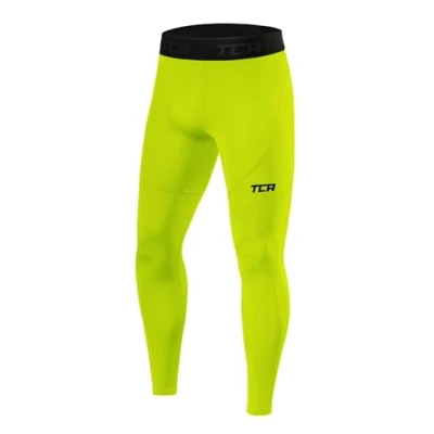 Image of TCA Men Pro Performance Compression Leggings Thermal Base Layer Tights Lime Punch, S