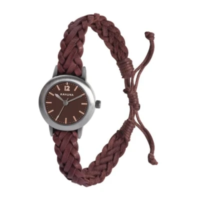 Image of Kahuna Women&#039;s Quartz Watch with Brown Dial Analogue Display and Leather Strap KLF 0021L