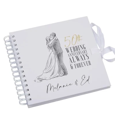 Image of Personalised 50th Anniversary Scrapbook Photo Album Guest Book