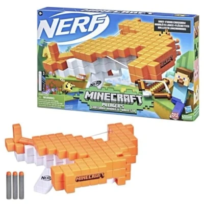 Image of Nerf Minecraft Pillager&#039;s Crossbow Dart Blasting Crossbow, Real Action, Includes 3 Official Elite Darts 42787 Multicolor