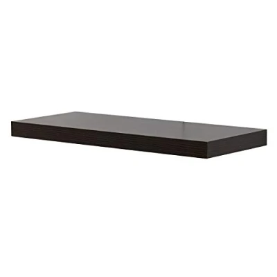 Image of Rebecca Mobili Set of 2 Floating Shelves Wooden Shelf Contemporary Style Dark Brown Home Decor 3,8 x 60 25 cm (H W D) Art. RE6059