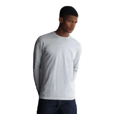 Image of Fruit of the Loom Men&#039;s Cotton Value Long Sleeve T Shirt Heather M
