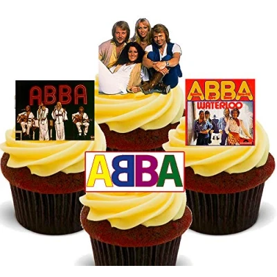 Image of Made4You ABBA Edible Cupcake Toppers Stand up Wafer Cake Decorations (24)