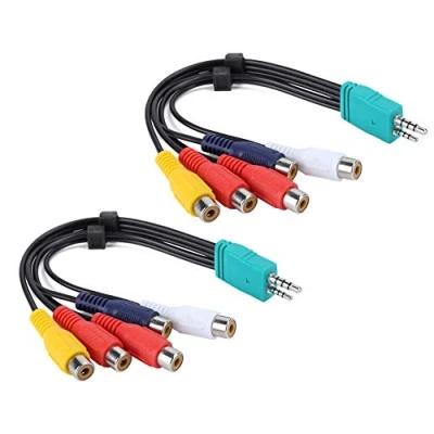 Image of 2Pcs for Samsung LCD TV Signal Line, Professional 3.5+2.5 to 5RCA Video Doubleend Component Adapter