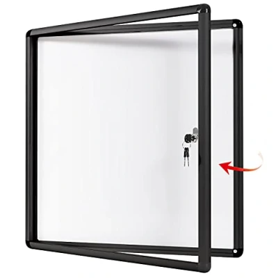 Image of Swansea Lockable Bulletin Boards Black Frame Enclosed Display Case,with Magnets,for School Message Notice 28x26inch(6XA4)