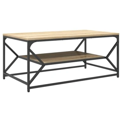 Image of vidaXL Coffee Table Sonoma Oak Top/Metal Frame 90x50x40 cm Modern Design Living Room/Sofa/Lounge
