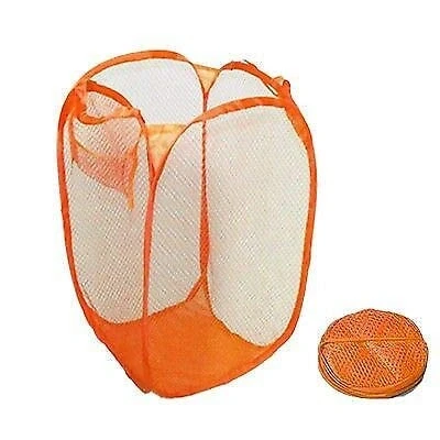 Image of Toysrex Foldable Pop Up Mesh Washing Laundry Basket Bag Bin Hamper Toy Tidy Storage Organiser Organizer (Orange)