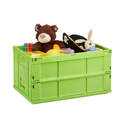 Image of Relaxdays Professional Storage Box, Sturdy, Commercial Crate, Plastic, 31.5x58.5x40cm, Green