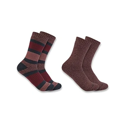 Image of Carhartt Women&#039;s Heavyweight Crew Sock 2 Pack, Assorted 2, Small (Pack of 2)