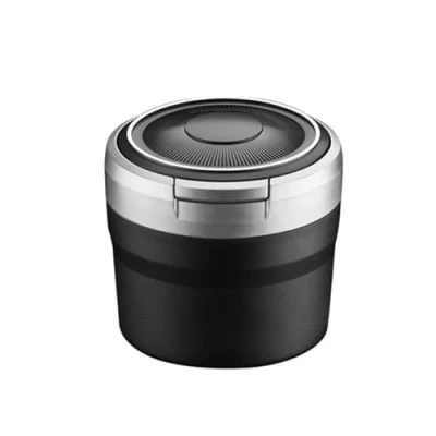 Image of MUGONGWEI Car Ashtray, for Toyota Yaris Hybrid 2020 2024 Portable Smokeless Self Extinguishing Ash Tray LED,Light with Flip Lid Easy Clean Up Detachable Ashtray,Silver
