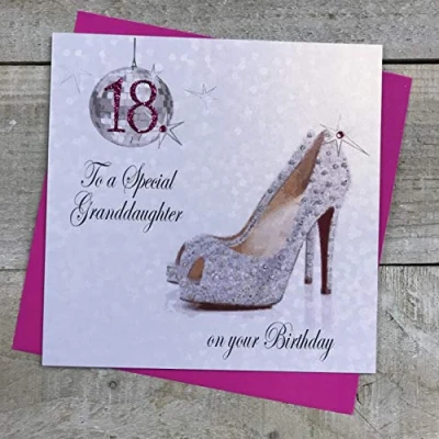 Image of White Cotton Cards To a Special Granddaughter On Your 18th Birthday Handmade Card, White, PD18GD