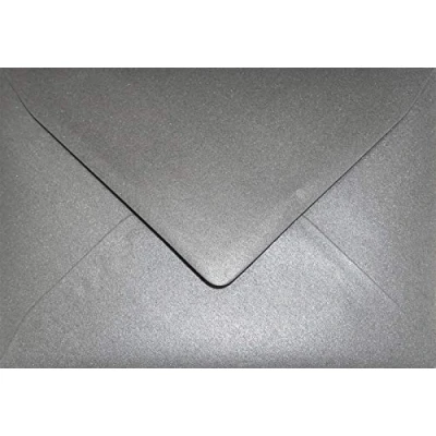 Image of Netuno 25 Pearlescent Grey envelopes DIN B6 125x175mm 4.92x6.89 inches 120gsm Aster Metallic gummed Pointed Flap no Window for Invitations Wedding Christmas Birthday Greeting Cards invites RSVP