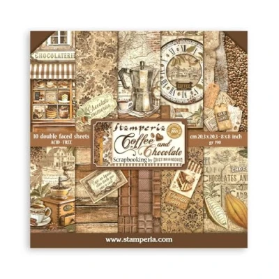 Image of Scrapbooking Small Pad 10 Sheets cm 20.3 x (8 8 Inches) Coffee and Chocolate