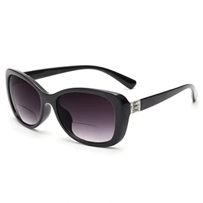 Image of JM Women&#039;s Bifocal Reading Sunglasses, Vintage Reader Glasses UV Protection Outdoor Black +1.5