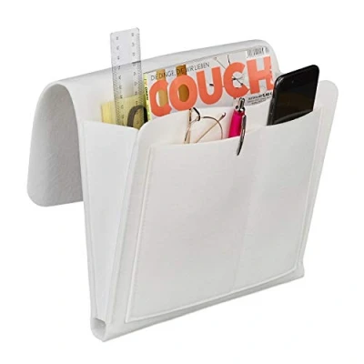 Image of Relaxdays Bed Bag, for Hanging, 5 Compartments, Storage &amp; Sofa, Felt Organiser, HBT 26 x 28 cm, White